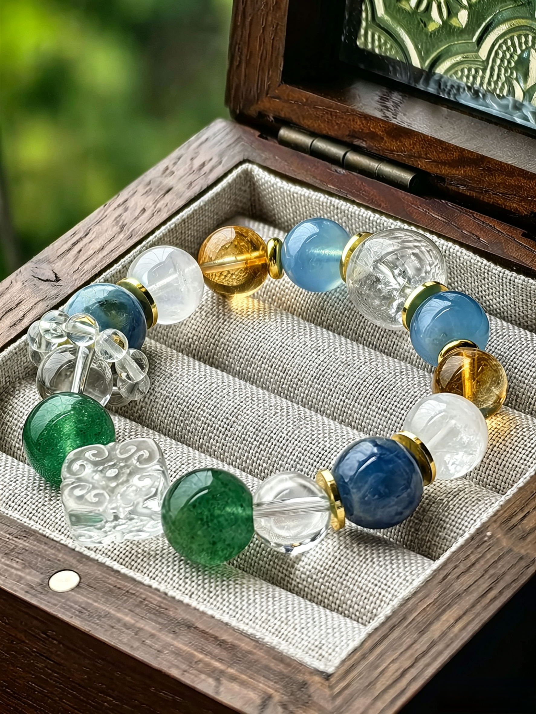 BaZi Custom Crystal Bracelet | Aquamarine, Citrine & Rare Gemstones with 18K Gold