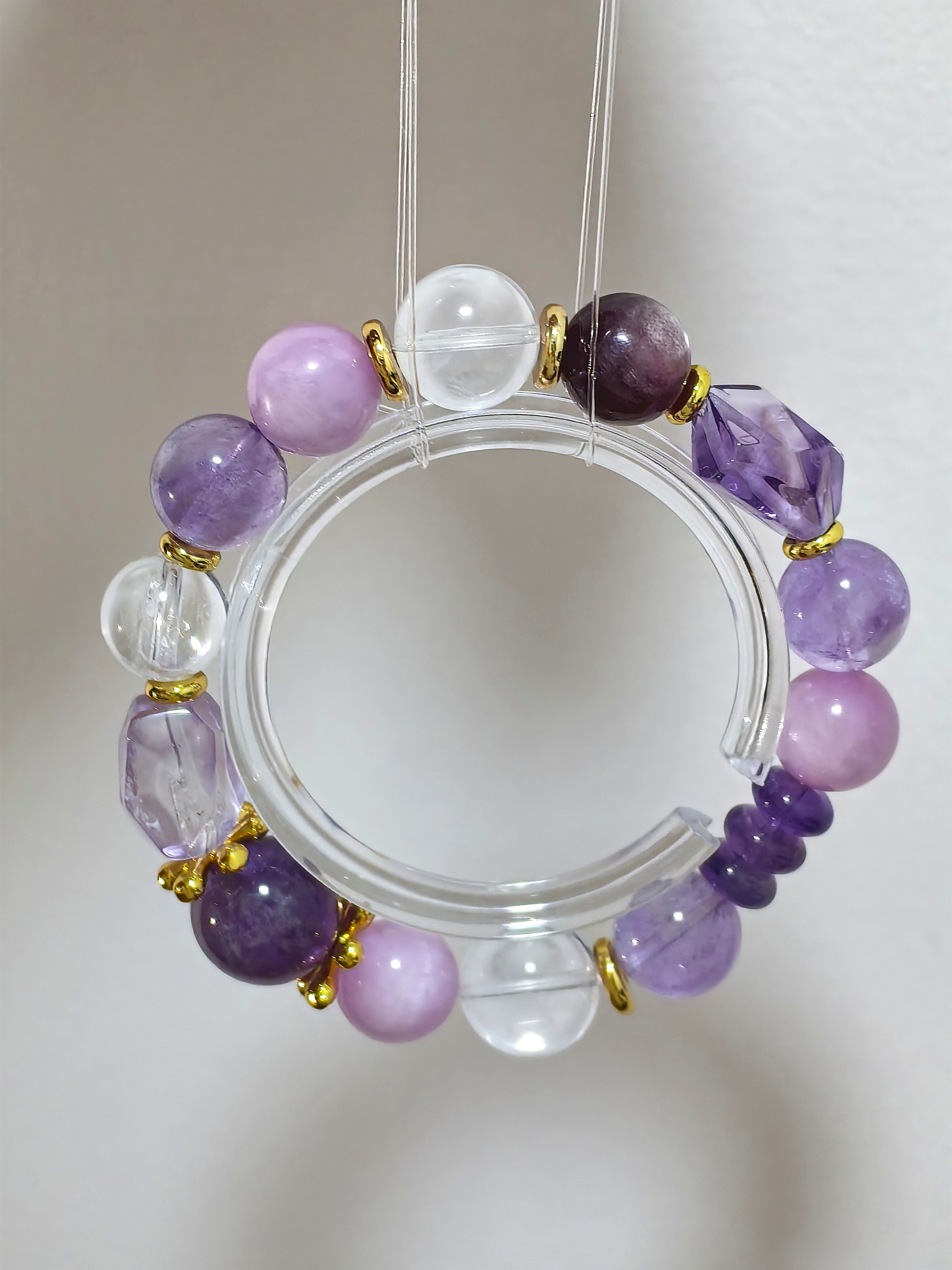 Amethyst Crystal Bracelet | Calming & Healing Energy Jewelry with 18K Gold