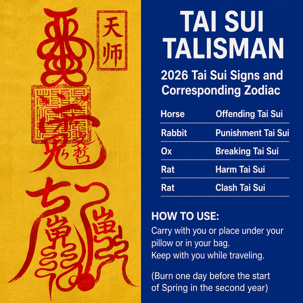 Tai Sui Protection Talisman 2026- Zodiac-Based Feng Shui Amulet
