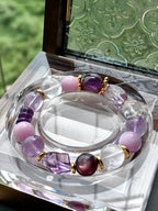 Amethyst Crystal Bracelet | Calming & Healing Energy Jewelry with 18K Gold