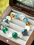 BaZi Custom Crystal Bracelet | Aquamarine, Citrine & Rare Gemstones with 18K Gold