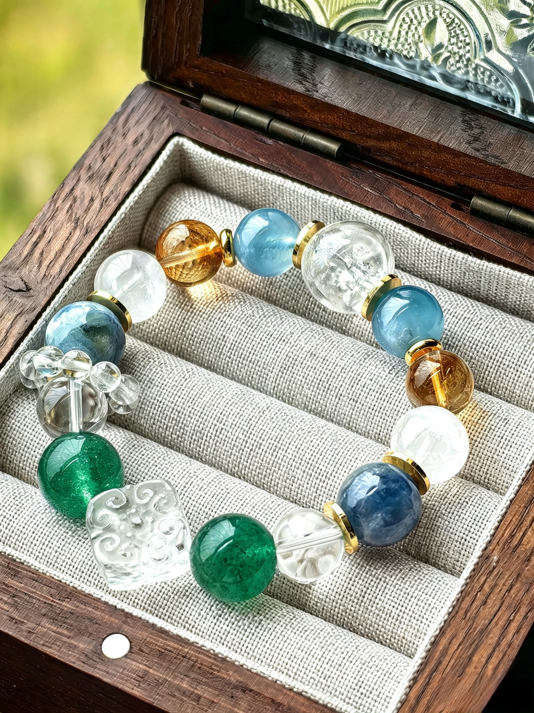 BaZi Custom Crystal Bracelet | Aquamarine, Citrine & Rare Gemstones with 18K Gold