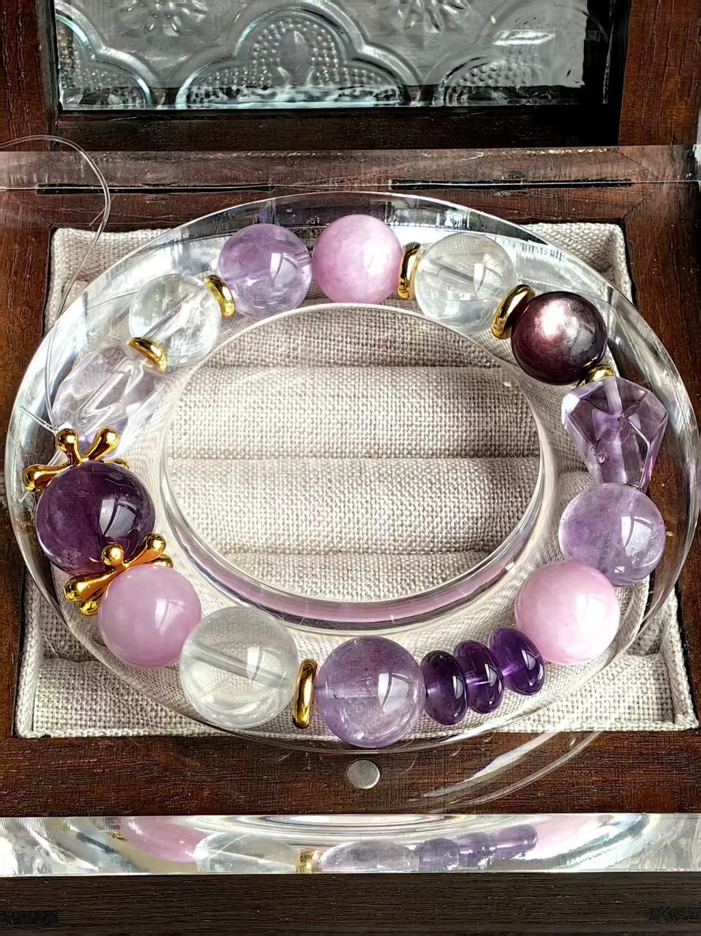Amethyst Crystal Bracelet | Calming & Healing Energy Jewelry with 18K Gold