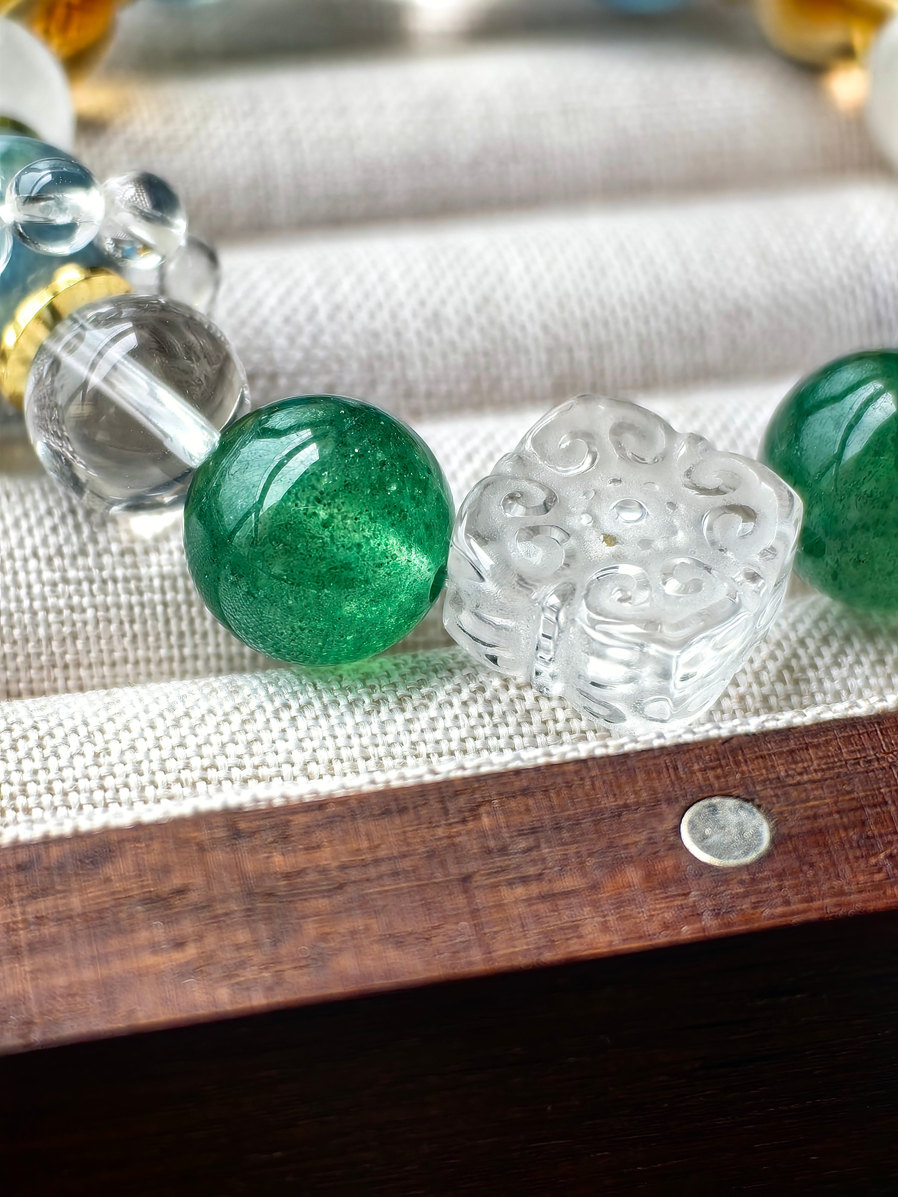 BaZi Custom Crystal Bracelet | Aquamarine, Citrine & Rare Gemstones with 18K Gold
